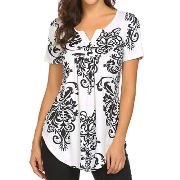 ๐HP๐ Floral Printed Short Sleeve V Neck T-Shirt - Picture 6 of 8